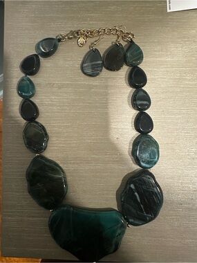 Green Marbled Stone Statement Necklace - Unbranded